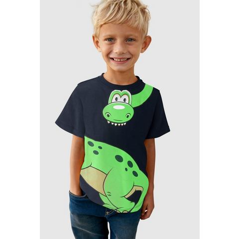 KIDSWORLD T-shirt GREEN DINO Korte mouwen, basic pasvorm, bedrukt, ronde hals