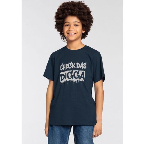 KIDSWORLD T-shirt CHECK DAS DIGGA Korte mouwen, basic pasvorm, bedrukt, ronde hals