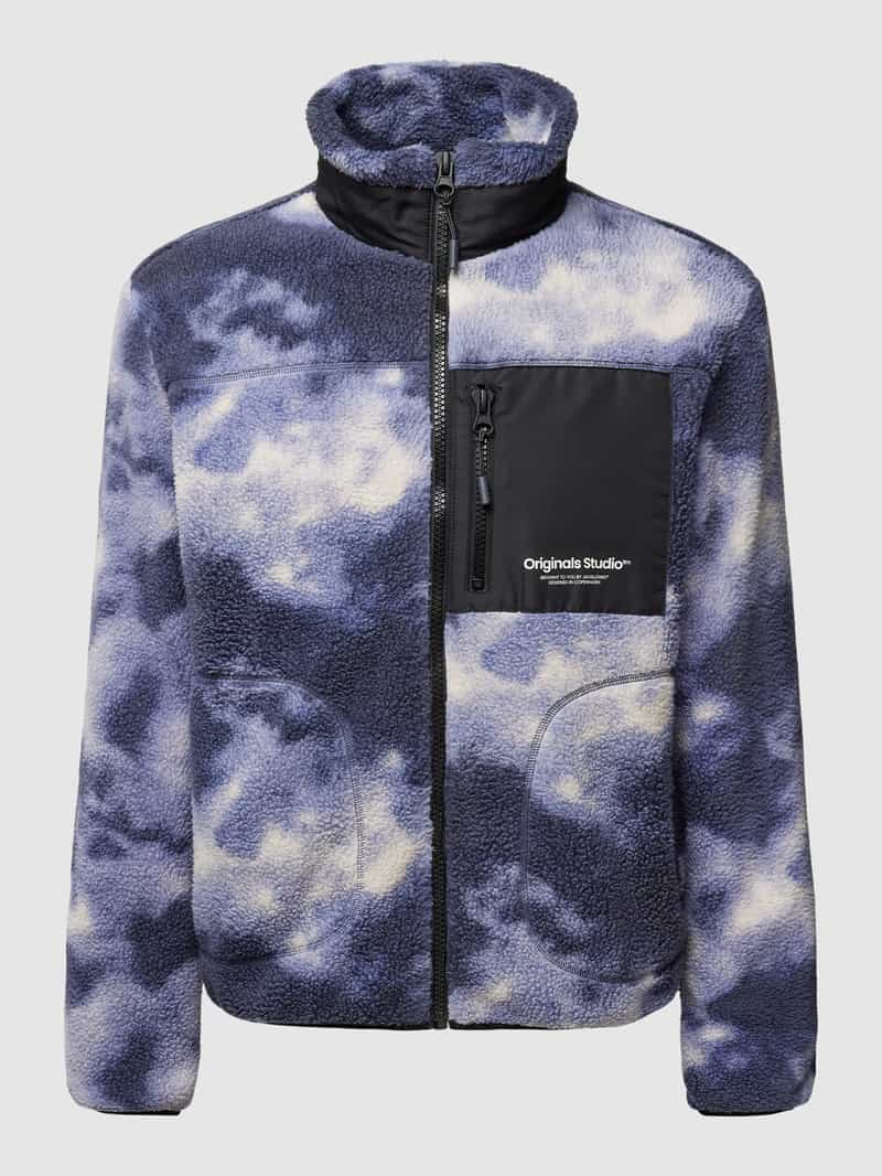 Jack & jones Fleecejack met dierenprint en elastische boorden