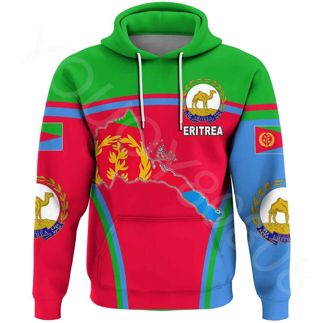 Xuhaijian02 Afrikaanse regio herfst en winter nieuwe kleding heren casual losse hoodie trui print Eritrea vlag hoodie S