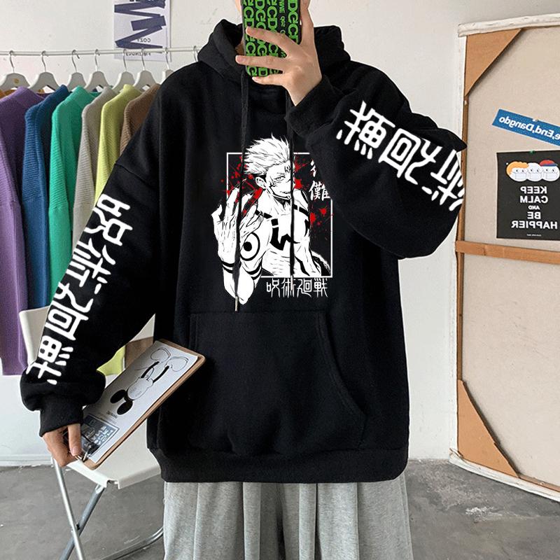 Nihao Unisex Japan Anime Jujutsu Kaisen Hoodies Mannen Yuji Itadori Cartoon Sweatshirts Ryomen Sukuna Grafische Oversized Streetwear Mannelijke M