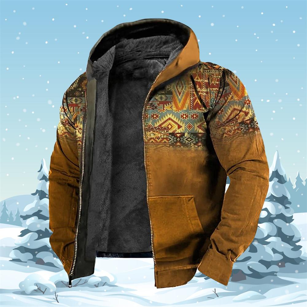 Top Fashion Man-11 Heren Hoodies met rits Winterfleece parka's Etnische tribale grafische jassen Sweatshirts Bovenkleding Overjas met capuchon en ritssluiting M