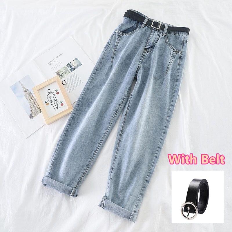 EG76LD Hoge taille jeans dames harembroek los casual plus size high street denim broek broek L grijze kleur/zwart