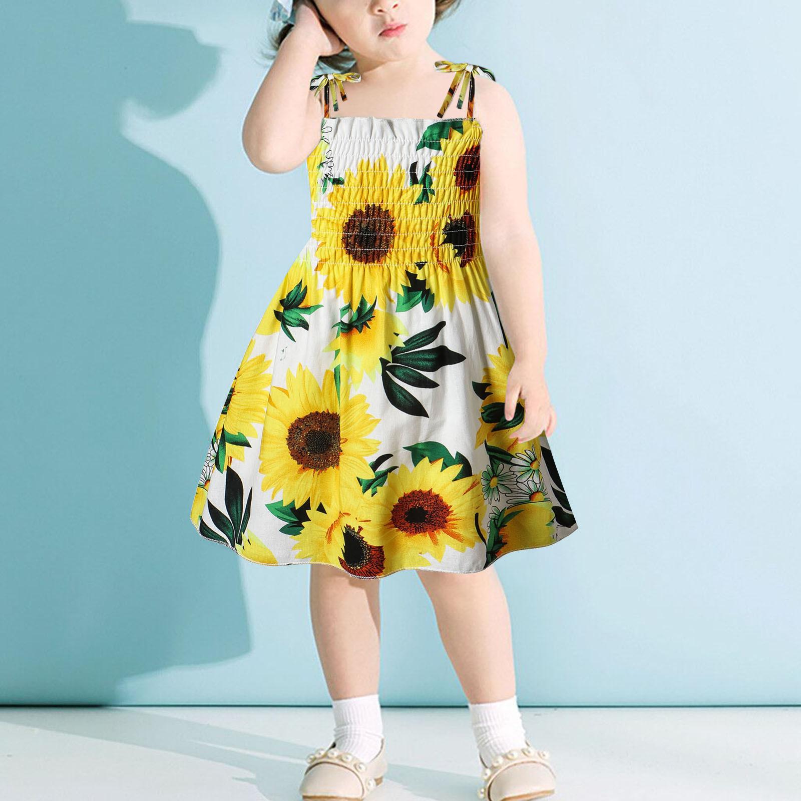 GG Bond Toddler Kids Baby Girls Sunflower Slip Dress Floral Beach dress Clothes 100 Vloot