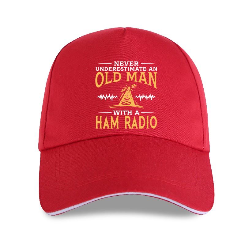 91530102MAC2AA7079 Nieuwe Cap Hoed 100% Katoen Onderschat Nooit Een Oude Man Met Een Ham Radio Man Ronde Hals Baseball Cap jongens Punk Designer Streetw