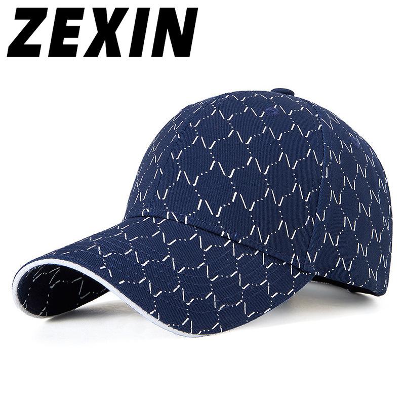 ZEXIN Casual modetrend bedrukte katoenen baseballpet Vier seizoenen hardtop zonnescherm Duck Tongue Hat 56-59cm wit