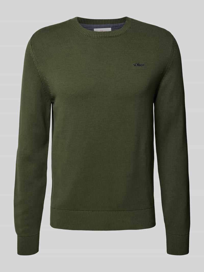 S.OLIVER CASUAL Regular fit gebreide pullover van puur katoen met labelstitching