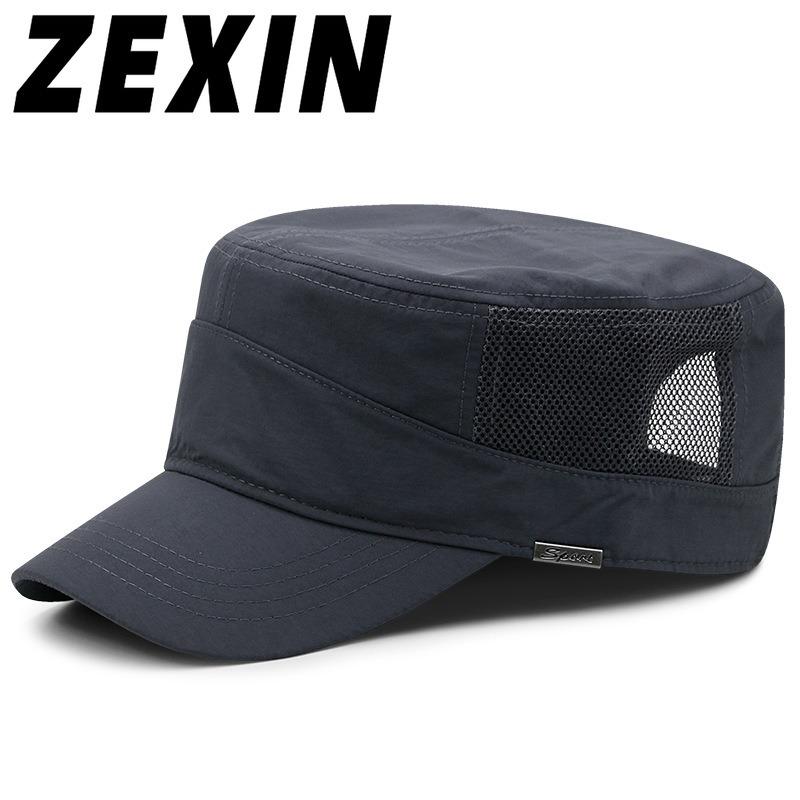 ZEXIN Hoed Zomer Dunne Eend Tong Platte Pet Outdoor Vrije tijd Zonnebrandcrème Militaire Cap Ademende Zomer Koele Mesh Hoed Droge Zonnehoed 56-59cm