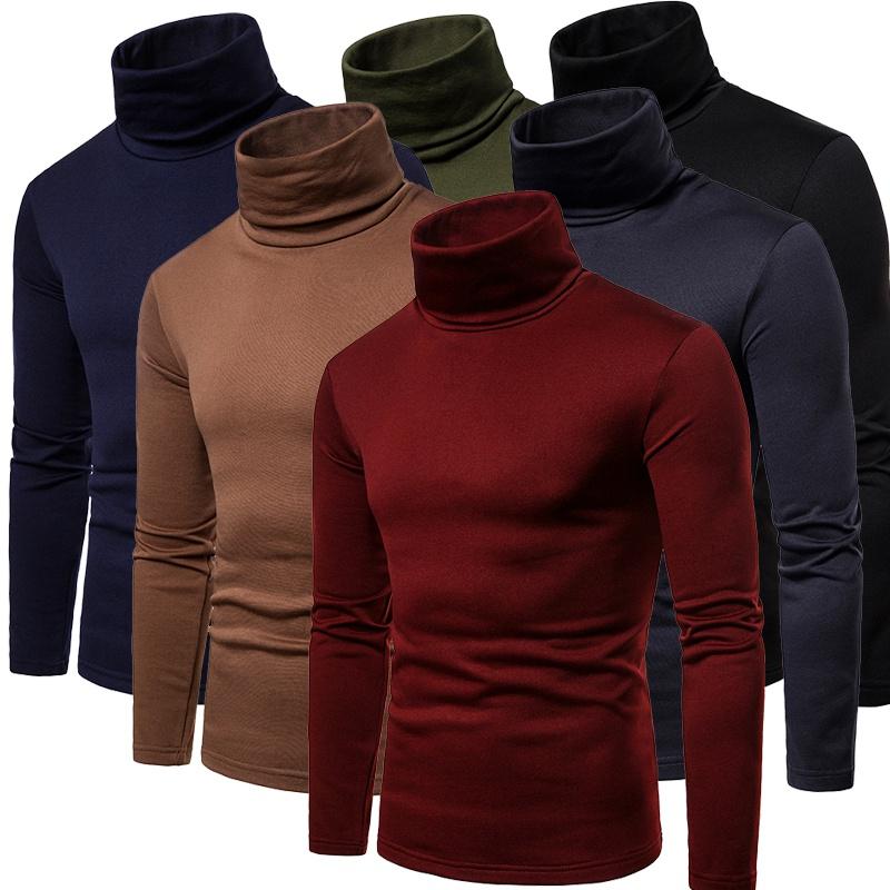 Hawayi Men's Slim Fit Long Sleeve Mock Turtleneck Pullover Sweater Solid Color Knitted Thermal Underwear Sweater XS donkerblauwe kleur