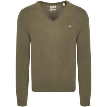 Sweater Gant Pullover V-Hals Woolblend Army Groen