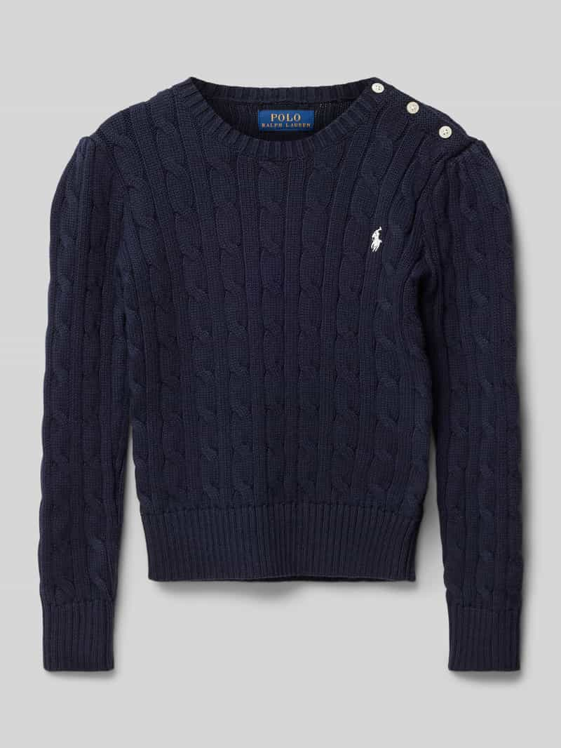 RALPH LAUREN TEENS Gebreide pullover met logostitching, model 'CABLE'