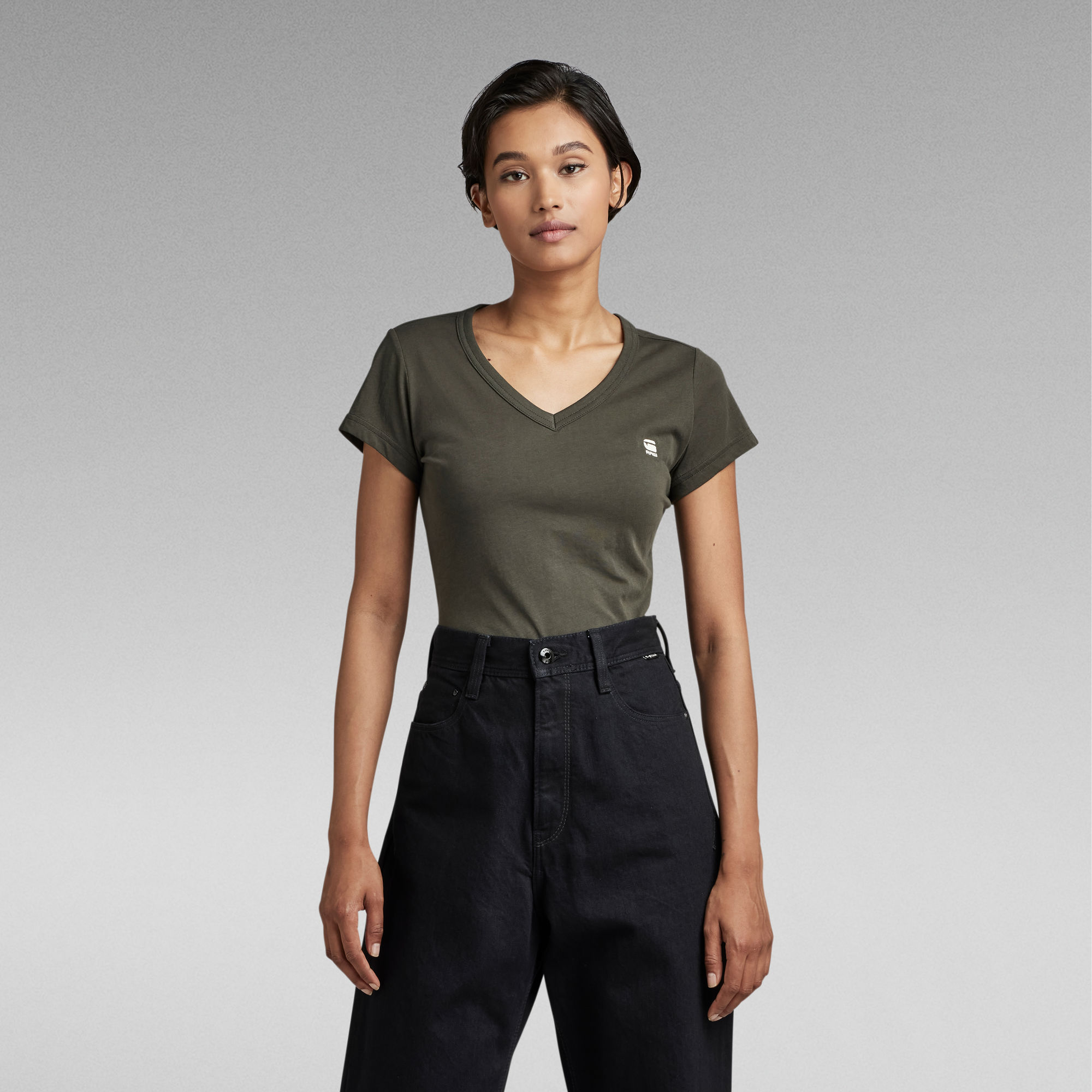 G-Star RAW Eyben Slim V-Hals Top - Grijs - Dames