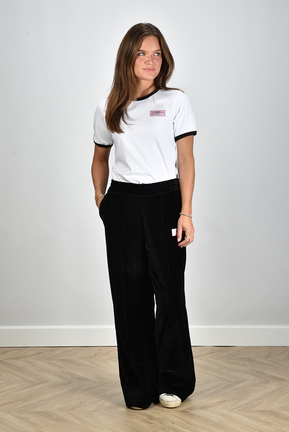 Ganni broek wide leg zwart