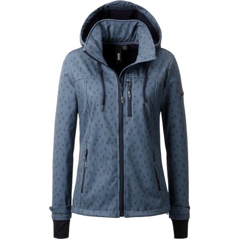 LPO Softshell-jack SHELBY PEAK VI Women licht softshell-jack met all-over-print en afneembare capuchon