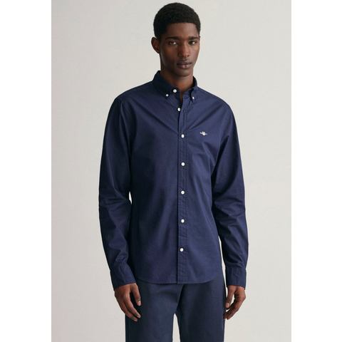 Gant Overhemd met lange mouwen Slim fit poplin overhemd licht slijtvast easy care