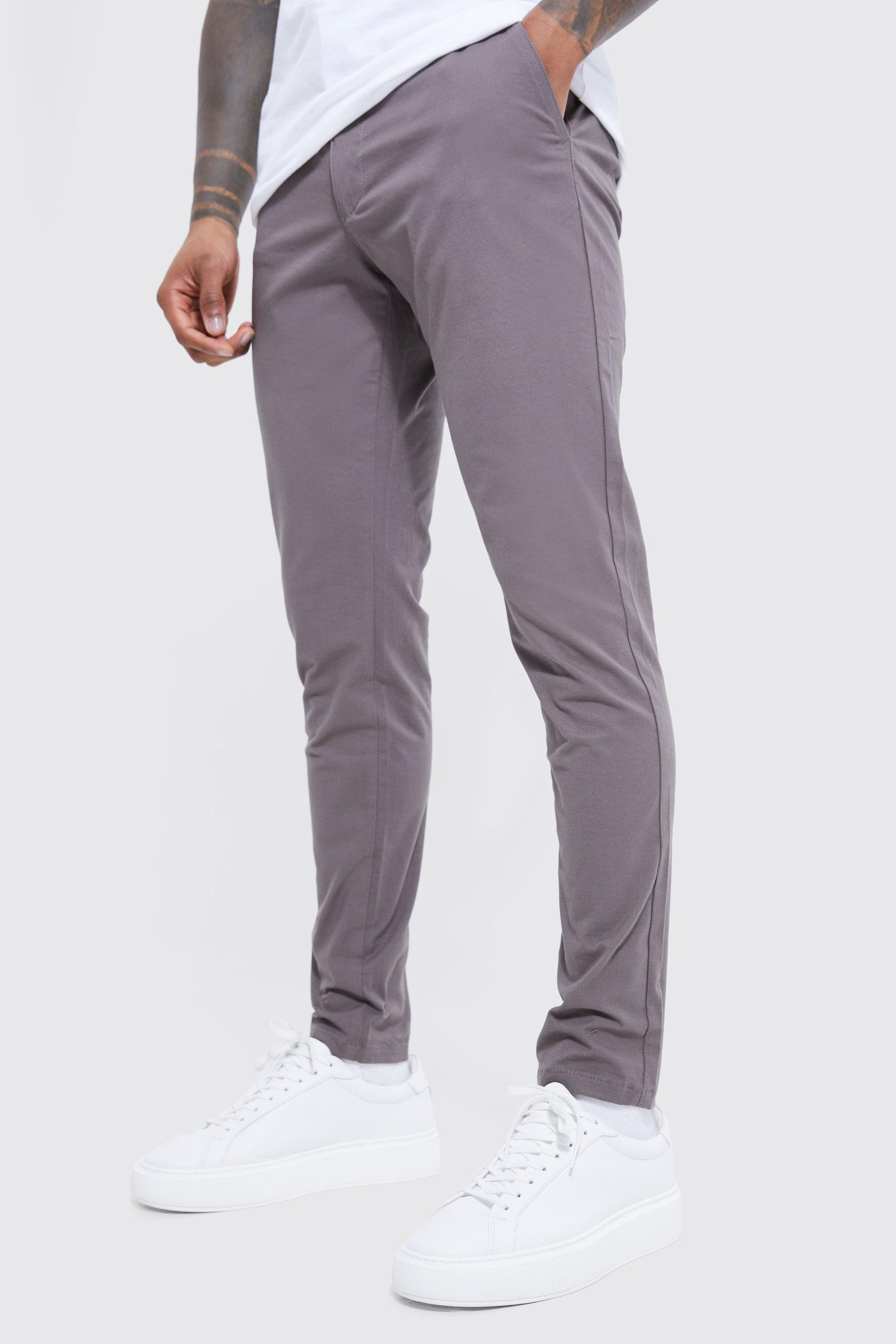 Boohoo Skinny Fit Chino'S Met Textuur En Tailleband, Grey