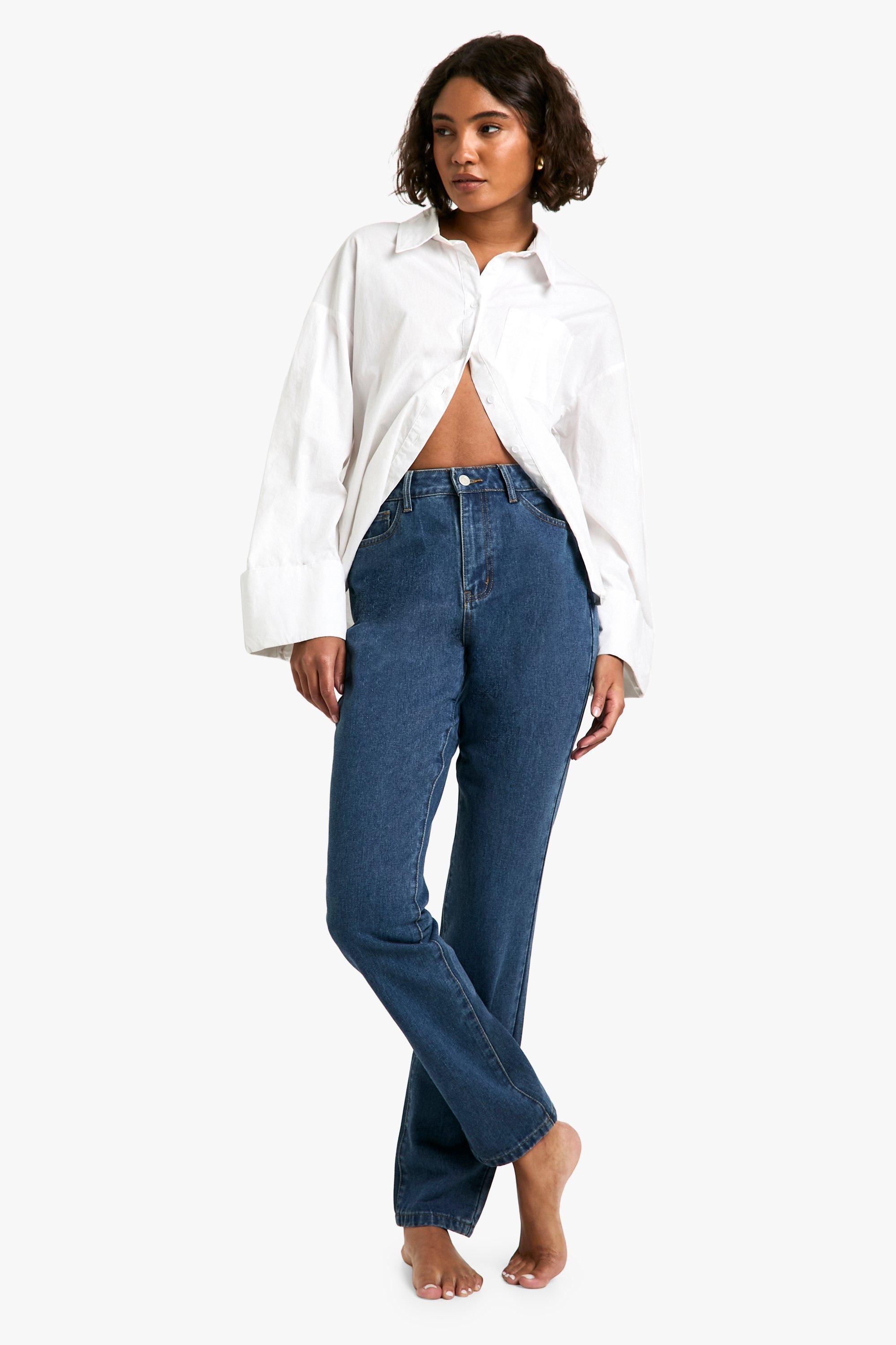 Boohoo Tall Basic Mom Jeans Met Hoge Taille, Mid Blue