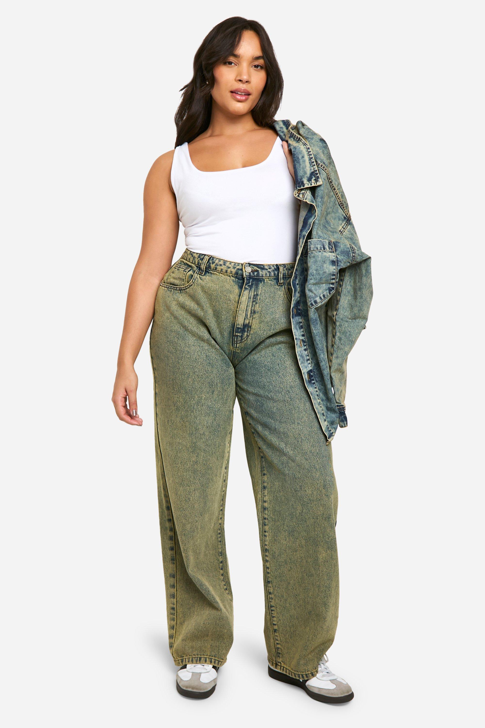 Boohoo Plus Jeans Met Rechte Pijpen, Vintage Wash