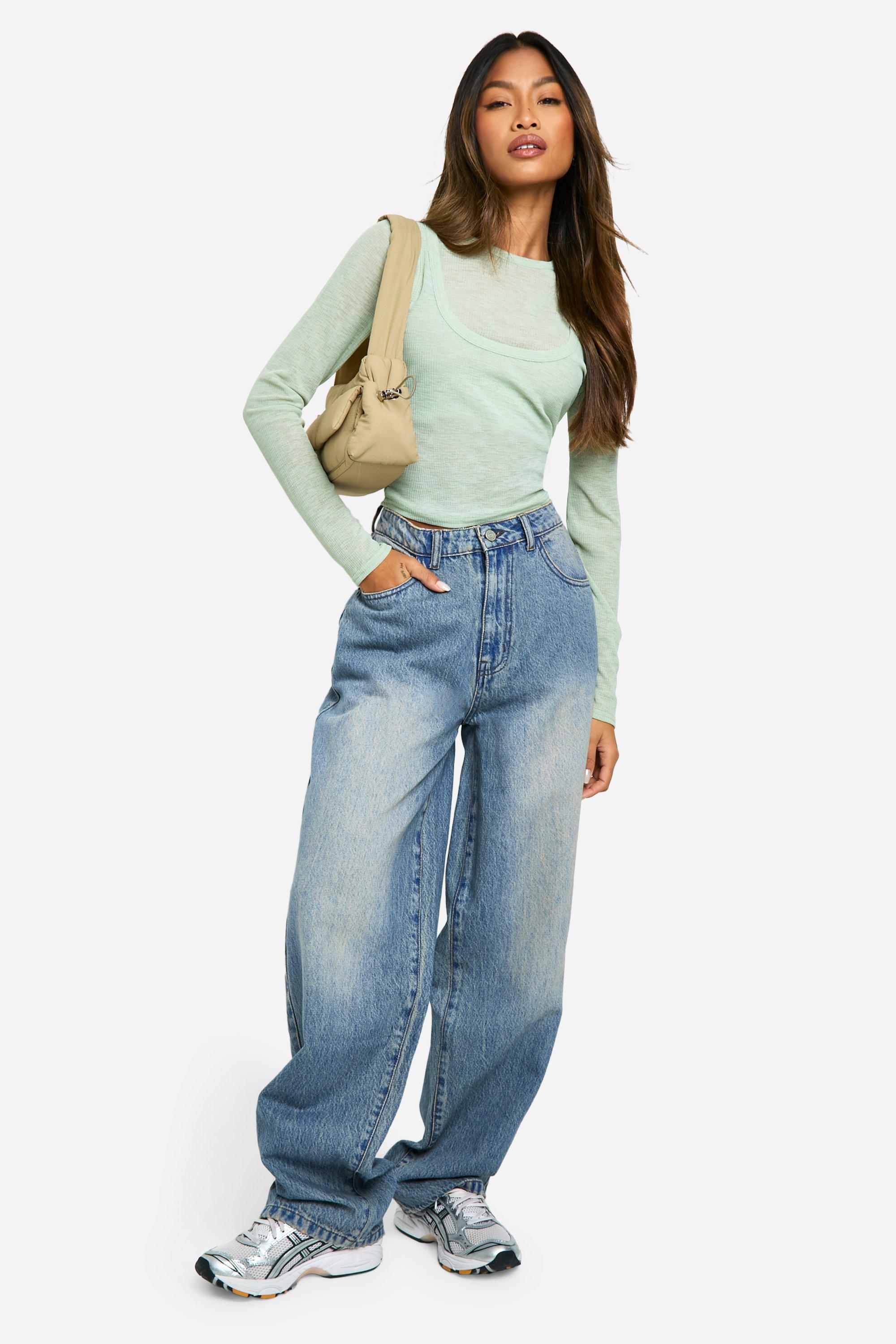 Boohoo Vervaagde Wide Leg Jeans, Vintage Blue