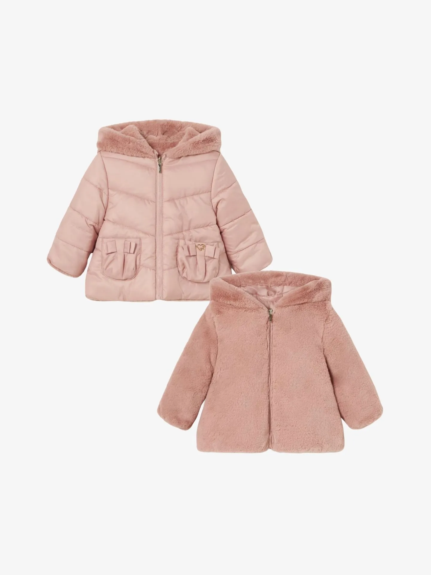 Mayoral Meisjes winterjas faux fur reversible blush