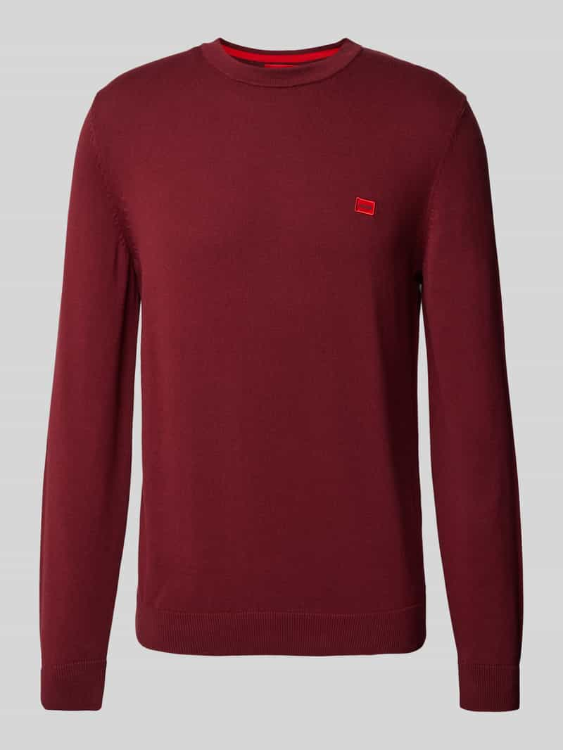 HUGO Gebreide pullover met labelbadge, model 'San Cassius'