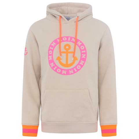 Zwillingsherz Hoodie met print moin en anker in neonkleuren