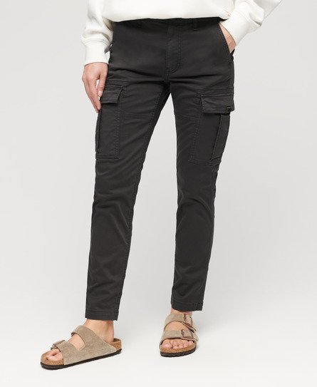 Superdry Vrouwen Slimfit Cargobroek met Middelhoge Taille Zwart