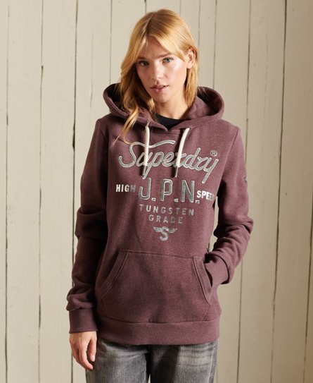 Superdry Vrouwen Script Style Workwear-hoodie met Tekst Rood