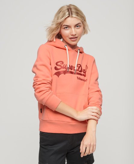 Superdry Vrouwen Versierde Vintage Logo Hoodie Cream