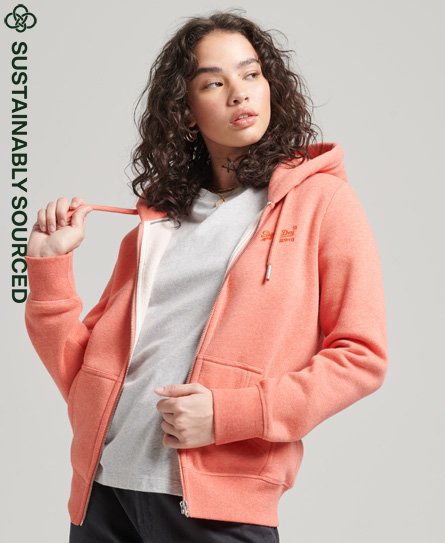 Superdry Vrouwen Vintage Logo Hoodie met Rits Oranje