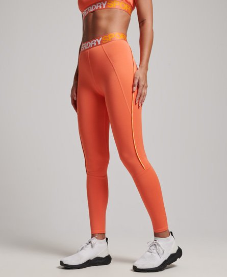 Superdry Sport Elastische Strakke Legging met Train-merklogo Oranje