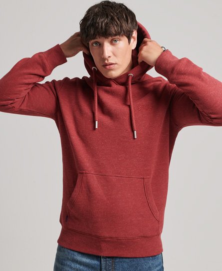 Superdry Mannen Essential Hoodie van Biologisch Katoen met Logo Rood