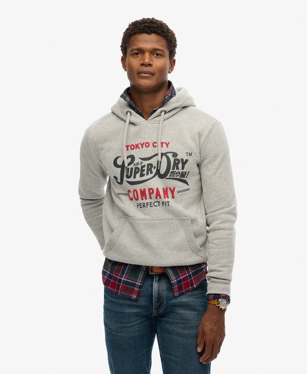 Superdry Mannen Perfect Fit Script Hoodie Grijs