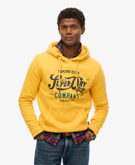 Superdry Mannen Perfect Fit Script Hoodie Goud