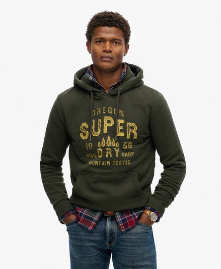 Superdry Mannen Work Shop Hoodie Groen