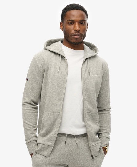 Superdry Mannen Effen Hoodie met Rits Grijs