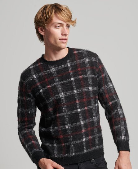 Superdry Mannen Trui met Ronde Hals en Patroon Zwart