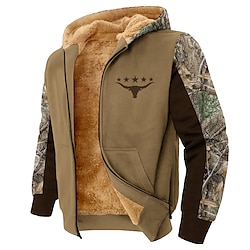 Light in the box Voor heren camouflage Cowboy Fleece Hoodies Trui met capuchon Sweatshirt met capuchon Capuchon Modieus 3D-afdrukken Feest Jagen Bruin Trekkoord Herfst Winter Ontwerper