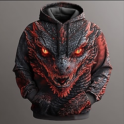 Light in the box Voor heren Draak Hoodies Sweatshirt Overkleding Sweatshirt met capuchon Strakke ronde hals Modieus 3D-afdrukken Feest Feestdagen Streetwear Zwart Trekkoord Herfst Winter Ontwerper