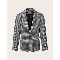 Light in the box Voor heren Blazer liiketoiminta Cocktailparty Bruiloft Modieus Casual Lente Herfst Polyester Pied-de-poule Knop Zak Comfortabel Enkele rij knopen Blazer Zwart