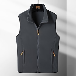 Light in the box Voor heren Fleece vest Polar Fleece Vest Alledaagse kleding Uitgaan Festival Sport Basic Herfst winter Vetoketju Zak Polyester Houd Warm Effen Rits Opstaande boord Normale pasvorm Licht Blauw Zwart