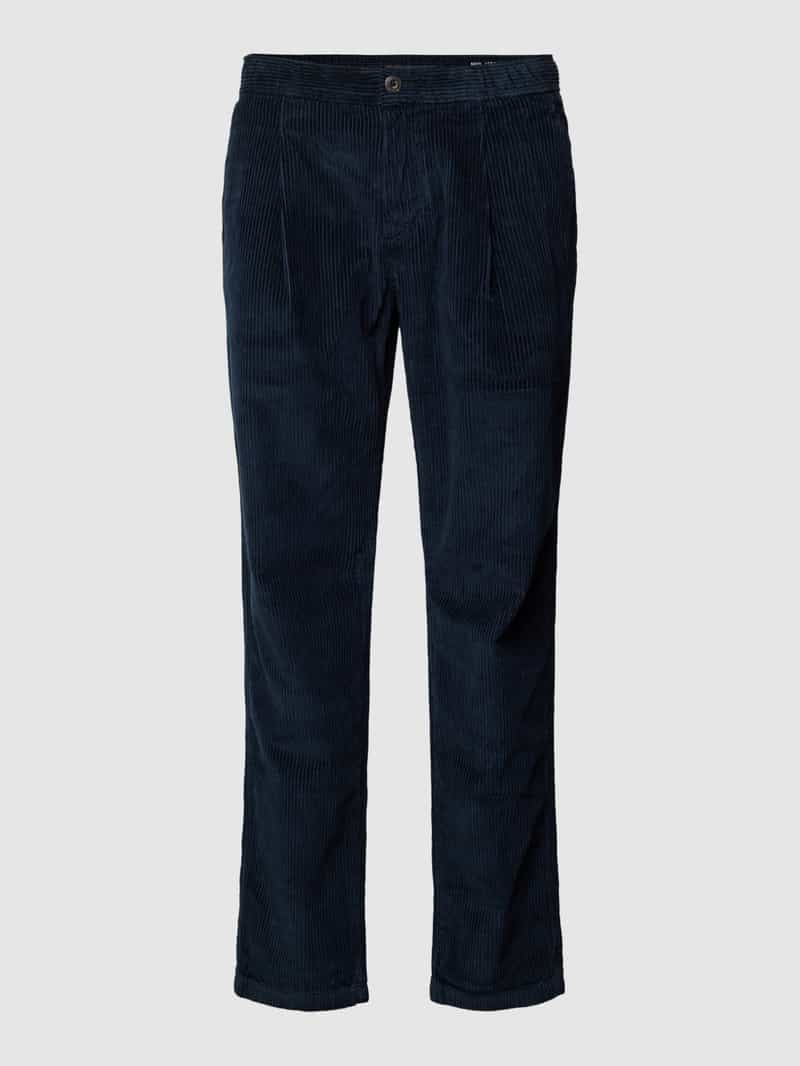 MARC O POLO Tapered fit corduroy broek met vaste bandplooien, model 'Osby'