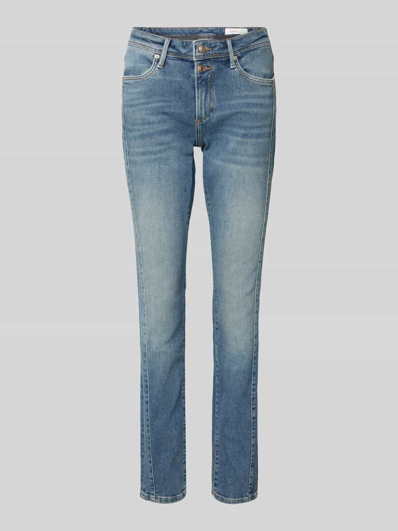 S.Oliver RED LABEL Slim fit jeans van zachte katoenmix met naaddetail opzij, model 'BETSY'