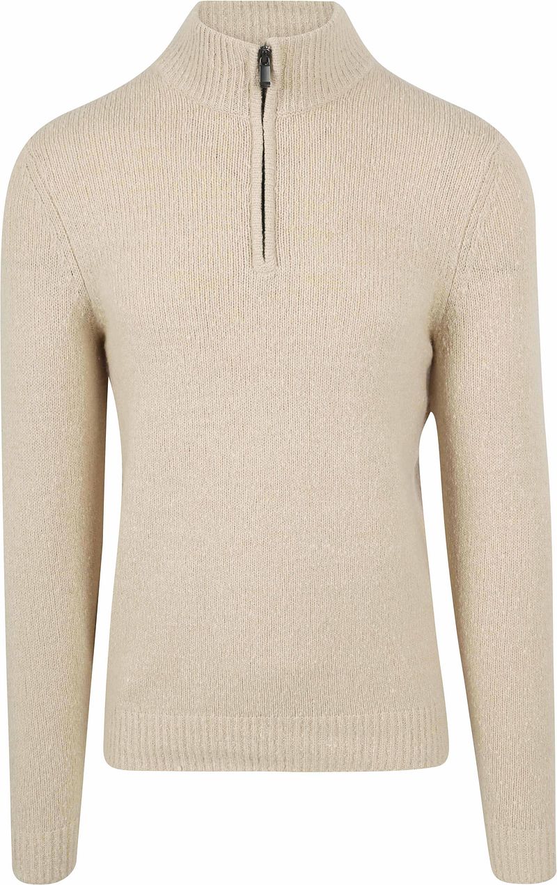 Suitable Half Zip Pullover Boiled Wool Ecru