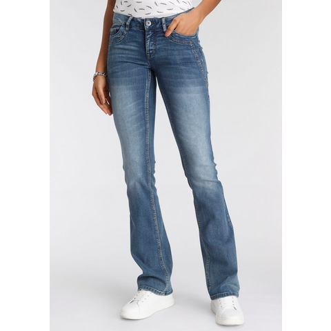 Arizona Bootcut jeans Met geren uitlopende pasvorm, lage taille, elastisch materiaal