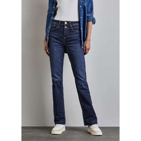 STREET ONE Bootcut jeans met dubbele knoop