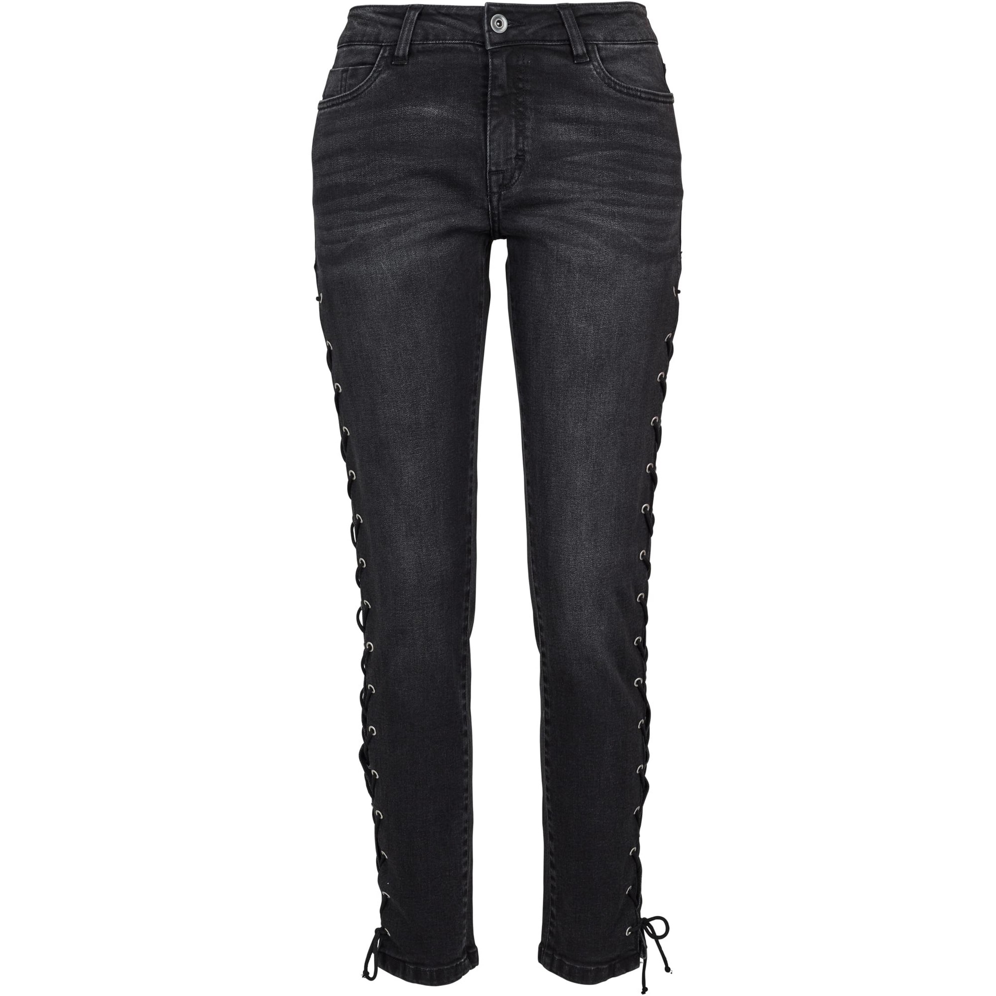 Urban Classics Dames denim lace up skinny jeans