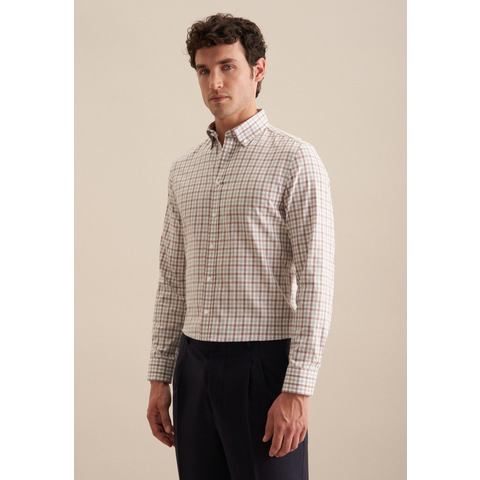 seidensticker Flanell Flanellhemd in Regular mit Button-Down-Kragen Karo