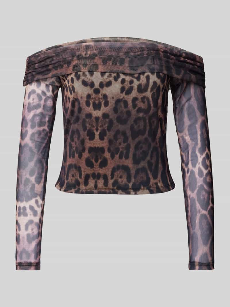 Pieces Blouse met lange mouwen en dierenprint, model 'LEO'