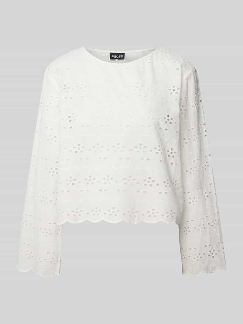 Pieces Blouse met broderie anglaise, model 'ARMORINE'